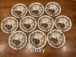 10 Barnyard King Johnson Bros. Turkey Dinner Plates 10 3/4 Thanksgiving -nice