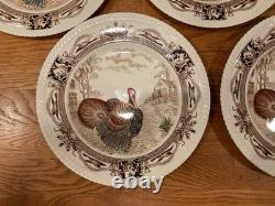 10 Barnyard King Johnson Bros. Turkey Dinner Plates 10 3/4 Thanksgiving -nice