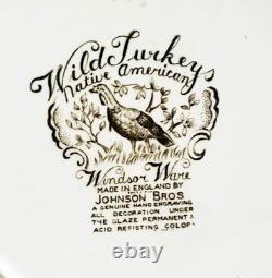 10 Johnson Bros WILD TURKEYS NATIVE AMERICAN Dinner Plates 10.75 VTG 1970s