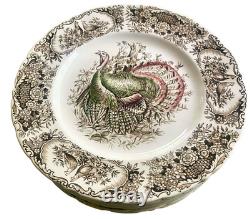 10 Johnson Bros WILD TURKEYS NATIVE AMERICAN Dinner Plates 10.75 VTG 1970s
