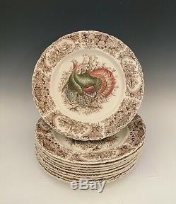 (10) Johnson Brothers Native American Windsor Ware Wild Turkeys Dinner Plates