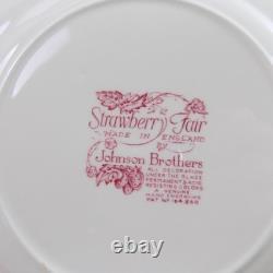 10 Johnson Brothers Strawberry Fair 7.5 Square Salad Plates Pink Red England