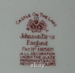 10 Vintage 1939-1979 Johnson Brothers Castle on the Lake Pink Red Dinner Plates