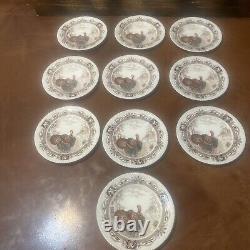 10 Vintage Johnson Brothers BARNYARD KING Turkey Dinner Plates England Free Ship