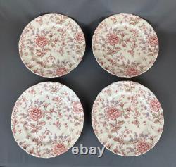 11 Johnson Brothers ROSE CHINTZ PINK 9 ¾ Dinner Plates 1883 Stamp EUC