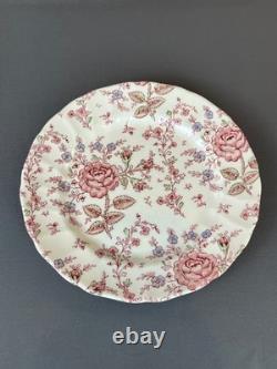 11 Johnson Brothers ROSE CHINTZ PINK 9 ¾ Dinner Plates 1883 Stamp EUC