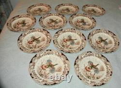 11 Windsor Ware WILD TURKEYS Dinner Plates 10 1/2 inches by Johnson Brothers Vin