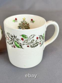 12 Johnson Bros MERRY CHRISTMAS Transfer 3 Mugs MINT