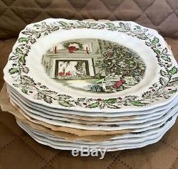 12 Johnson Bros Merry Christmas Square Lunch Plates, Estate Find, Fab Condition