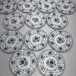 12 Johnson Brothers Indies Blue and White 9 3/4 Dinner Plates Mint, Unused