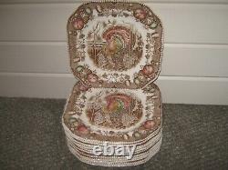 12 Made In England Johnson Bros. His Majesty Square Turkey Salad Plates NR