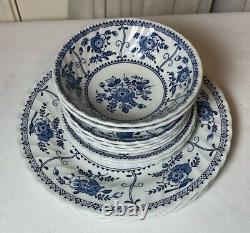 12 Pc Set Johnson Bros Indies Blue And White Flowers England Porcelain Plates
