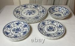 12 Pc Set Johnson Bros Indies Blue And White Flowers England Porcelain Plates
