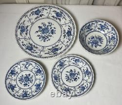 12 Pc Set Johnson Bros Indies Blue And White Flowers England Porcelain Plates