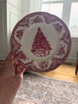 12 Piece Johnson Bros Old Britain Castles Christmas Tree Dinner & Salad Plates