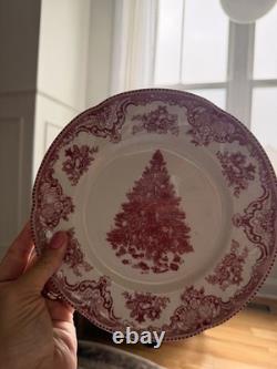 12 Piece Johnson Bros Old Britain Castles Christmas Tree Dinner & Salad Plates