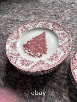 12 Piece Johnson Bros Old Britain Castles Christmas Tree Dinner & Salad Plates