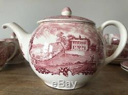 12 Piece Johnson Brothers Historic America Tea / Coffee Set Pink