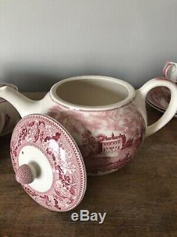 12 Piece Johnson Brothers Historic America Tea / Coffee Set Pink