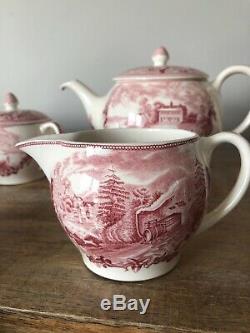 12 Piece Johnson Brothers Historic America Tea / Coffee Set Pink