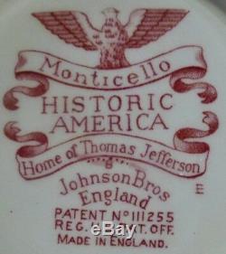 12 Piece Johnson Brothers Historic America Tea / Coffee Set Pink