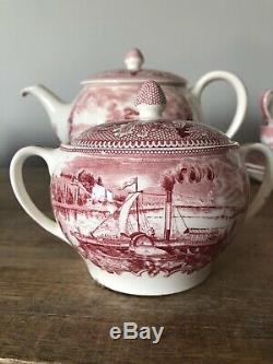 12 Piece Johnson Brothers Historic America Tea / Coffee Set Pink