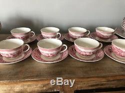 12 Piece Johnson Brothers Historic America Tea / Coffee Set Pink