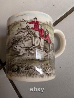 12 Piece Mug Set W Bowl, Tally Ho By Johnson Bros, Hand Engraving small chips