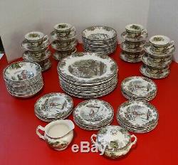 12 place settings NEW Johnson Brothers Friendly Village China 86 pcs Vintage