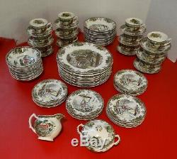 12 place settings NEW Johnson Brothers Friendly Village China 86 pcs Vintage