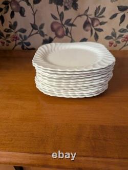 12-vintage Johnson Brother's Snowhite Regency Square Salad Plates 7-1/2
