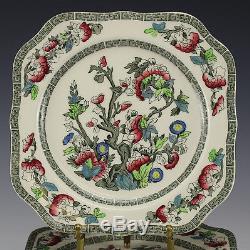 12pc Johnson Bros Indian Tree Square Porcelain Salad Plates Hand colored floral
