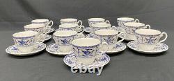 13 Johnson Brothers Indies Blue and White Cups with Saucers (26 pieces)