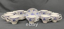13 Johnson Brothers Indies Blue and White Cups with Saucers (26 pieces)