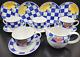 13 Pc Johnson Brothers Hopscotch Blue Salad Plates Breakfast Cups Saucers Lot