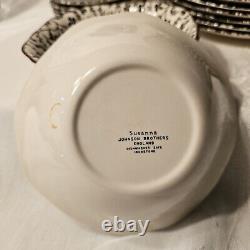 14 pc Johnson Bros SUSANNA BROWN Laura Ashley 12 Plates 2 Bowl 1980 England VGUC