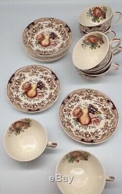 15 piece Johnson Bros HARVEST FRUIT pattern cups & saucers set Windsor Ware lot