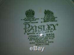 17 Pc Brunch Set Vintage Johnson Brothers Green Paisley Pattern Transferware