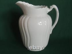 1891-1913 White Ironstone 11 Ribbed Pitcher Staffordshire Johnson Bros England