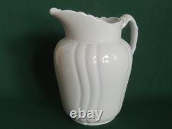 1891-1913 White Ironstone 11 Ribbed Pitcher Staffordshire Johnson Bros England