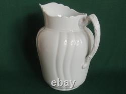 1891-1913 White Ironstone 11 Ribbed Pitcher Staffordshire Johnson Bros England