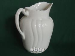 1891-1913 White Ironstone 11 Ribbed Pitcher Staffordshire Johnson Bros England
