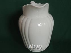 1891-1913 White Ironstone 11 Ribbed Pitcher Staffordshire Johnson Bros England