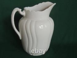 1891-1913 White Ironstone 11 Ribbed Pitcher Staffordshire Johnson Bros England