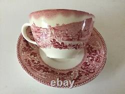19 Pc Pink Red HISTORIC AMERICA Set for 4 Place Settings by Johnson Bros Vintage