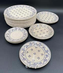 19pcs. 1970's LAURA ASHLEY- Johnson Bros. Petite Fleur Navy Ironstone Dishes UK