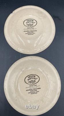 19pcs. 1970's LAURA ASHLEY- Johnson Bros. Petite Fleur Navy Ironstone Dishes UK