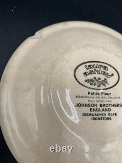19pcs. 1970's LAURA ASHLEY- Johnson Bros. Petite Fleur Navy Ironstone Dishes UK