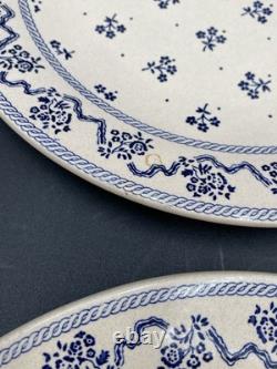 19pcs. 1970's LAURA ASHLEY- Johnson Bros. Petite Fleur Navy Ironstone Dishes UK