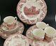 20 Pc Dinner Set Johnson Brothers Bros Old Britain Castles Pink Red Transferware